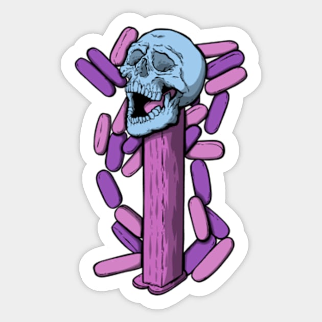 Skull pez Sticker by Art of Andy W